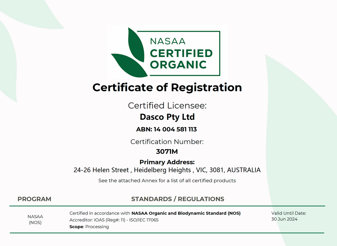 DASCO NASAA certificateo of Registration 2022